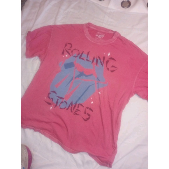 American Eagle Band Tee Rolling Stones Men's L/XL Pink, Blue T Shirt - Picture 2 of 4
